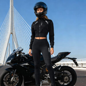 Kobiecy zestaw na motocykl - kurtka, spodnie, ochraniacze, letni, miejski